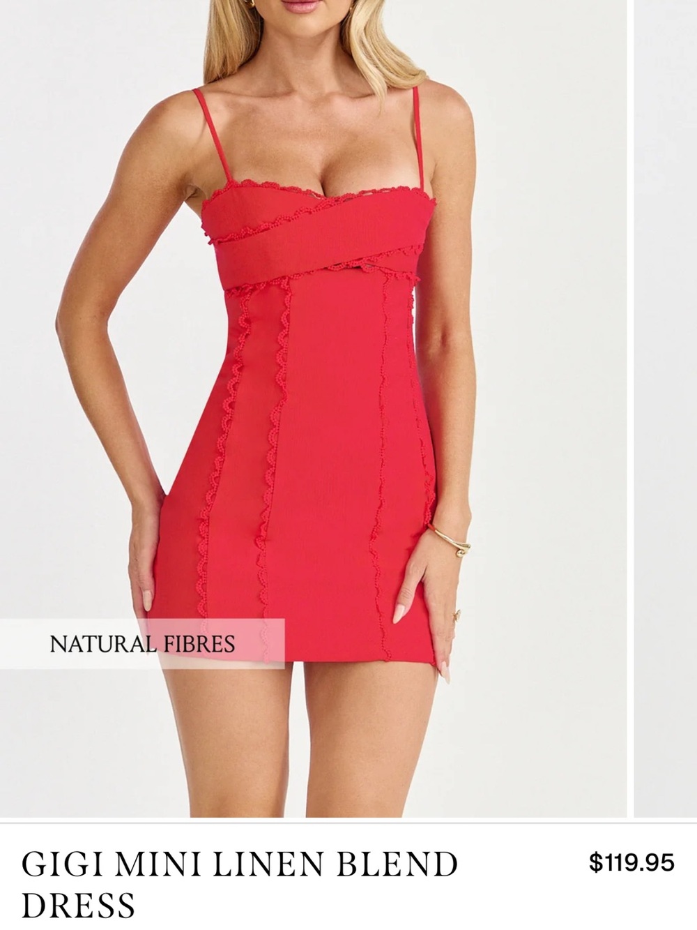 Showpo Red Gigi Mini Linen-Blend Slip Dress